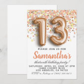 Invitation d'anniversaire du 13e Rose (Devant / Derrière)