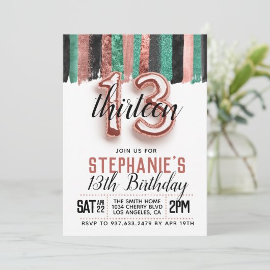 Invitation d'anniversaire du 13e Rose (Debout devant)