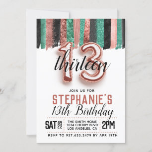 Invitation d'anniversaire du 13e Rose