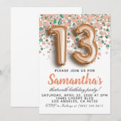 Invitation d'anniversaire du 13e Rose (Devant / Derrière)