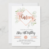 Invitation d'anniversaire du 13e Rose (Devant)