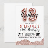 Invitation d'anniversaire du 13e Rose (Devant / Derrière)