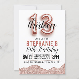 Invitation d'anniversaire du 13e Rose