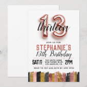 Invitation d'anniversaire du 13e Rose (Devant / Derrière)