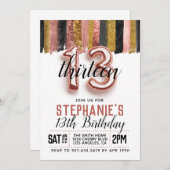 Invitation d'anniversaire du 13e Rose (Devant / Derrière)