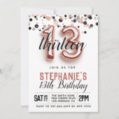 Invitation d'anniversaire du 13e Rose (Devant)