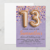 Invitation d'anniversaire du 13e Rose (Devant / Derrière)