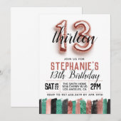 Invitation d'anniversaire du 13e Rose (Devant / Derrière)