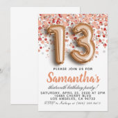 Invitation d'anniversaire du 13e Rose (Devant / Derrière)