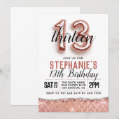 Invitation d'anniversaire du 13e Rose (Devant / Derrière)