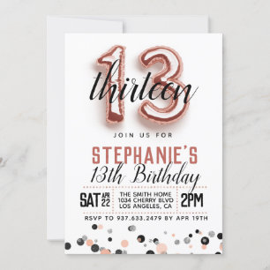 Invitation d'anniversaire du 13e Rose
