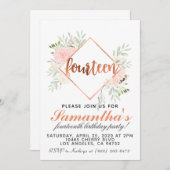 Invitation d'anniversaire du 14e Rose (Devant / Derrière)