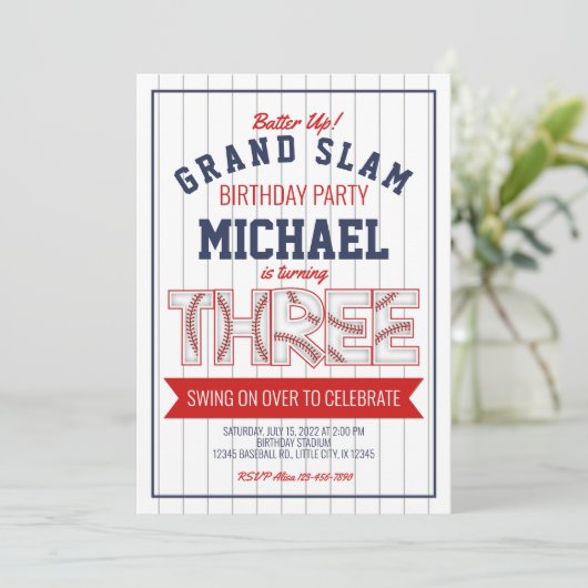 Invitation d'anniversaire du 3e baseball (Debout devant)
