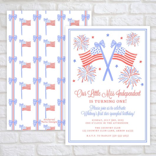 Invitation d'anniversaire du 4 juillet, drapeau am