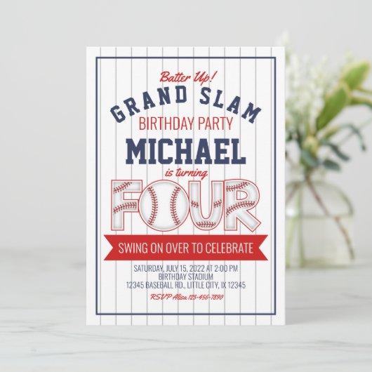 Invitation d'anniversaire du 4e baseball (Debout devant)