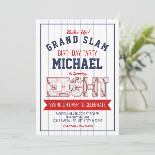 Invitation d'anniversaire du 8e baseball (Debout devant)