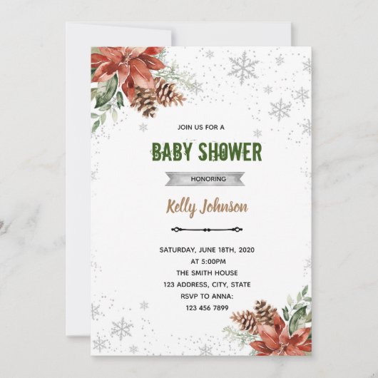 Invitation d'anniversaire du baby shower père Noël (Devant)