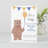 Invitation d'anniversaire du ballon Teddy Bear (Debout devant)