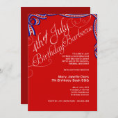 Invitation d'anniversaire du barbecue du 4 juillet (Devant / Derrière)
