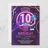 Invitation d'anniversaire du basket-ball de néon (Devant)