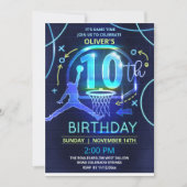 Invitation d'anniversaire du basket-ball de néon (Devant)
