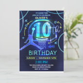 Invitation d'anniversaire du basket-ball de néon (Debout devant)