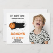 Invitation d'anniversaire du basket-ball en encre (Devant)