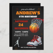 Invitation d'anniversaire du basket-ball orange no (Devant / Derrière)