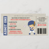 Invitation d'anniversaire du billet de base-ball p (Devant / Derrière)