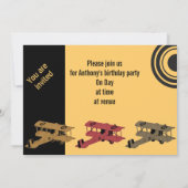 invitation d'anniversaire du biplane vintage rouge (Dos)
