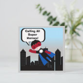 Invitation d'anniversaire du Black Hair Boy Super  (Debout devant)