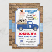 Invitation d'anniversaire du Camion bleu. Invitati (Devant / Derrière)