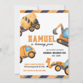 Invitation d'anniversaire du camion de constructio (Devant)