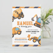 Invitation d'anniversaire du camion de constructio (Debout devant)