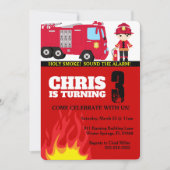Invitation d'anniversaire du camion-feu (Devant)