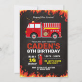 Invitation d'anniversaire du camion-feu (Devant)