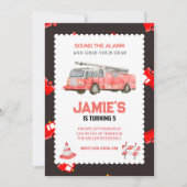 Invitation d'anniversaire du camion-feu (Devant)