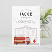Invitation d'anniversaire du camion-feu (Debout devant)