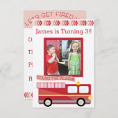 Invitation d'anniversaire du camion-feu (Devant / Derrière)