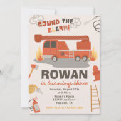 Invitation d'anniversaire du camion-feu | Feu Anni (Devant)