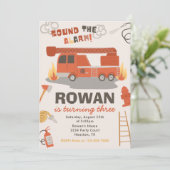 Invitation d'anniversaire du camion-feu | Feu Anni (Debout devant)