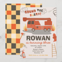 Invitation d'anniversaire du camion-feu | Feu Anni