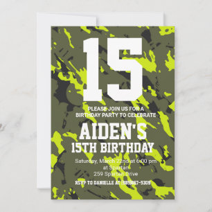 Invitation d'anniversaire du Camouflage