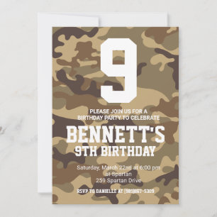 Invitation d'anniversaire du Camouflage