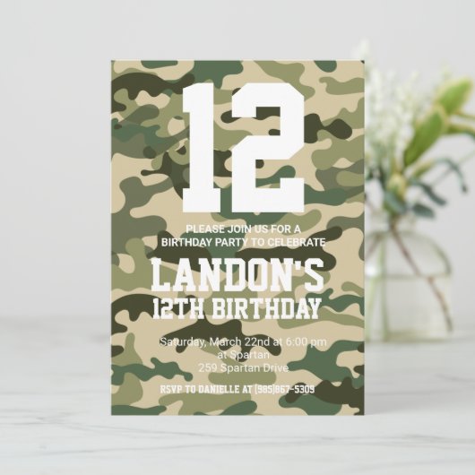 Invitation d'anniversaire du Camouflage (Debout devant)