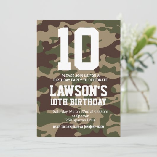 Invitation d'anniversaire du Camouflage (Debout devant)
