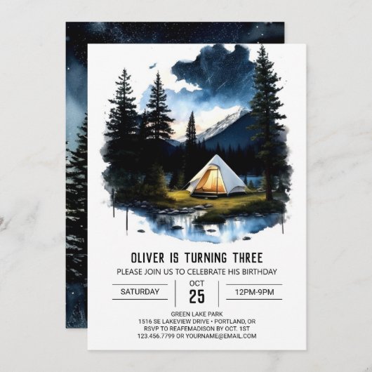 Invitation d'Anniversaire du Camper (Devant / Derrière)