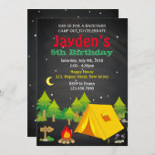 Invitation d'anniversaire du camping (Devant / Derrière)