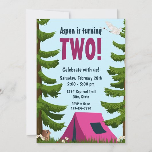 Invitation d'anniversaire du camping (Devant)