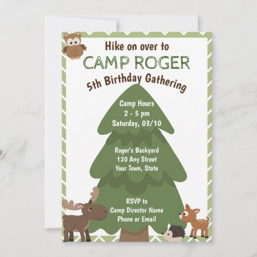 Invitation d'anniversaire du camping (Devant)